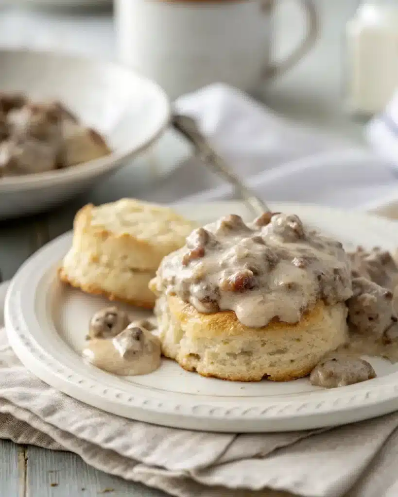 Gluten Free Biscuits and Gravy – The Ultimate Comfort Breakfast Recipe 4 Breakfast platter with gluten free biscuits and gravy
