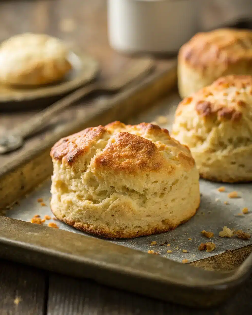 Easy 4-Ingredient Gluten Free Biscuits: A Simple, Delicious Recipe for Every Kitchen 2 Close-up of a golden Easy 4-Ingredient Gluten Free Biscuit on a rustic tray