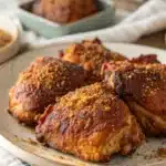 Crispy Baked BBQ Chicken Thighs {Gluten-Free, Dairy-Free Option}: The Ultimate Guide 6 Crispy baked BBQ chicken thighs gluten-free dairy-free served on a rustic plate