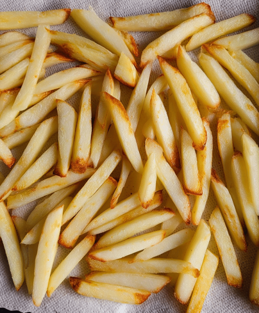 Gluten-Free Fish and Chips: The Ultimate Guide to Crispy Comfort Food 7 Raw potato fries drying before deep frying