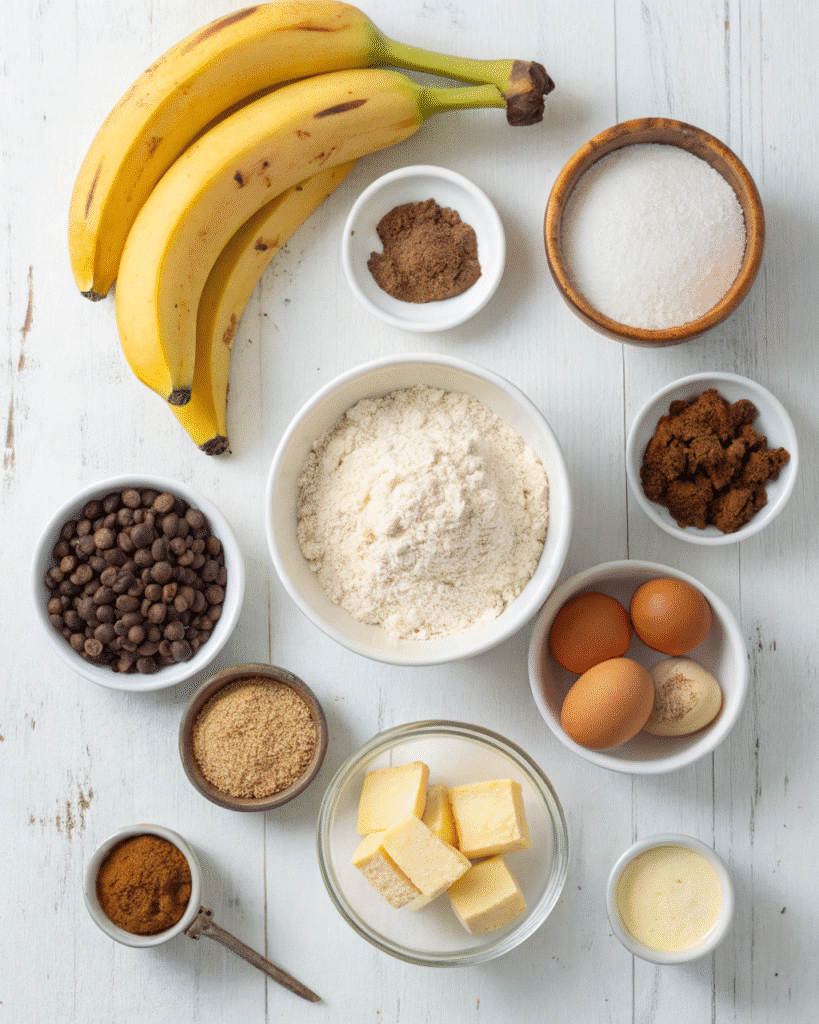Gluten-Free Banana Nut Bread Muffins: The Ultimate Guide for Moist, Fluffy Results 3 Ingredients for gluten-free banana nut bread muffins: bananas, flour, eggs, sugar, chocolate chips