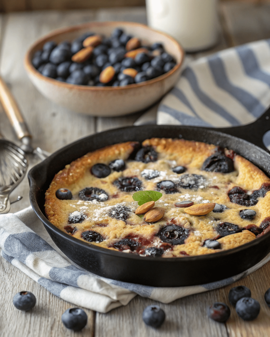 Blueberry Almond Clafoutis Gluten Free: The Perfect Easy Dessert 2 freshly baked blueberry almond clafoutis gluten free