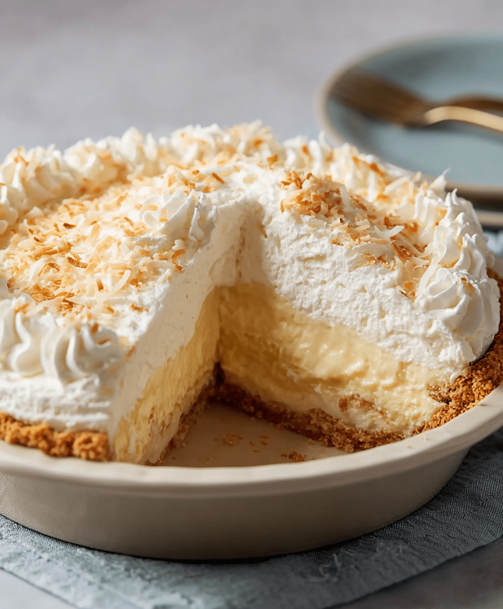 The Best Gluten-Free Coconut Cream Pie Recipe for Creamy Dessert Lovers 2 half-eaten slice of gluten-free coconut cream pie on plate
