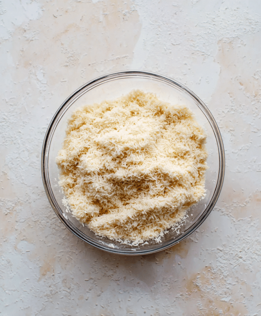 The Best Gluten-Free Coconut Cream Pie Recipe for Creamy Dessert Lovers 4 shredded coconut pie crust mix in a glass mixing bowl