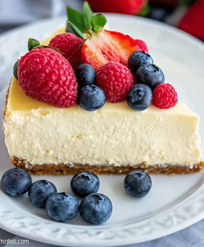 Ultimate Guide to Gluten Free Cheesecake: Tips, Recipe, and Variations 6 Slice of Gluten-Free Cheesecake topped with fresh berries
