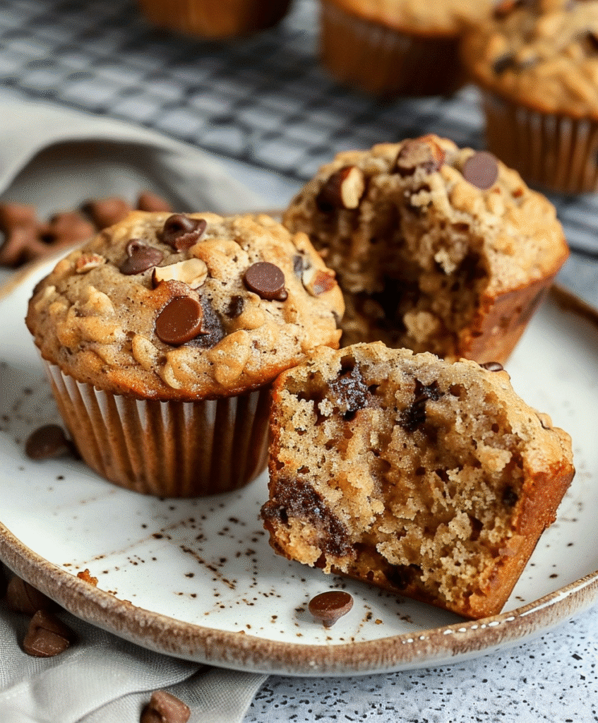 Gluten-Free Banana Nut Bread Muffins: The Ultimate Guide for Moist, Fluffy Results 1 Gluten-free banana nut bread muffins with chocolate chips on a plate