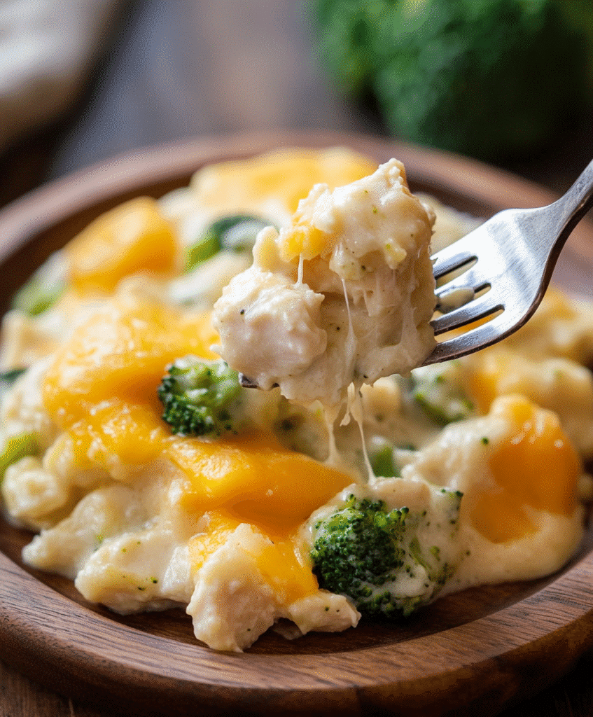 Gluten-Free Creamy Chicken Casserole: The Ultimate Comfort Dish for Sensitive Diets 9 fork lifting bite of gluten-free creamy chicken casserole