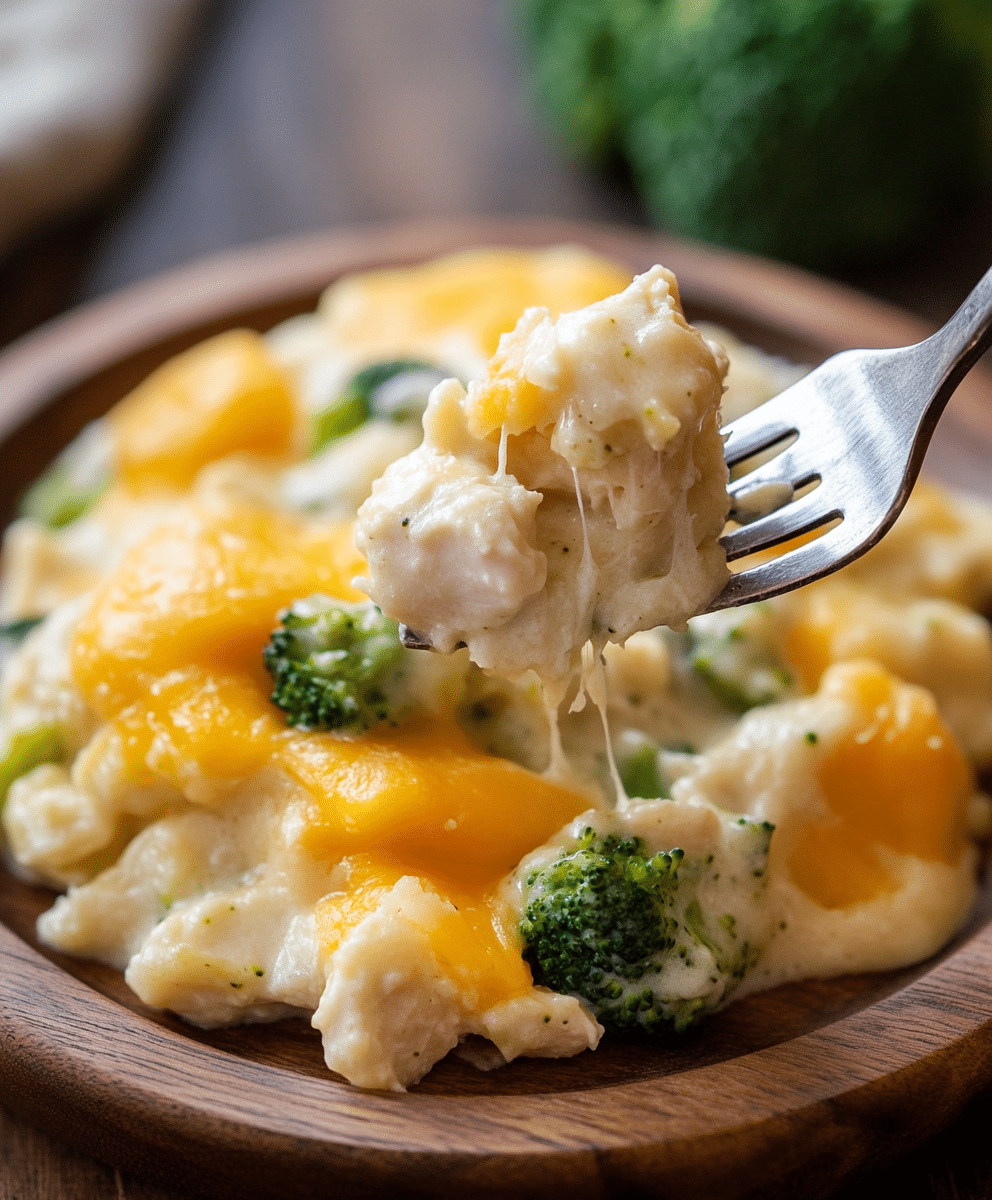 Gluten-Free Creamy Chicken Casserole: The Ultimate Comfort Dish for Sensitive Diets 2 fork lifting bite of gluten-free creamy chicken casserole