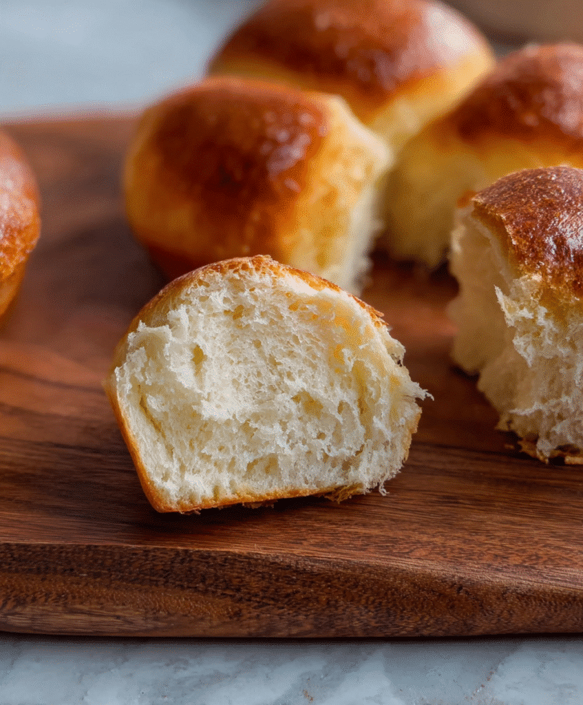 The Best Gluten-Free Dinner Rolls: Soft, Fluffy & Totally Irresistible 7 sliced gluten-free dinner roll showing soft crumb inside