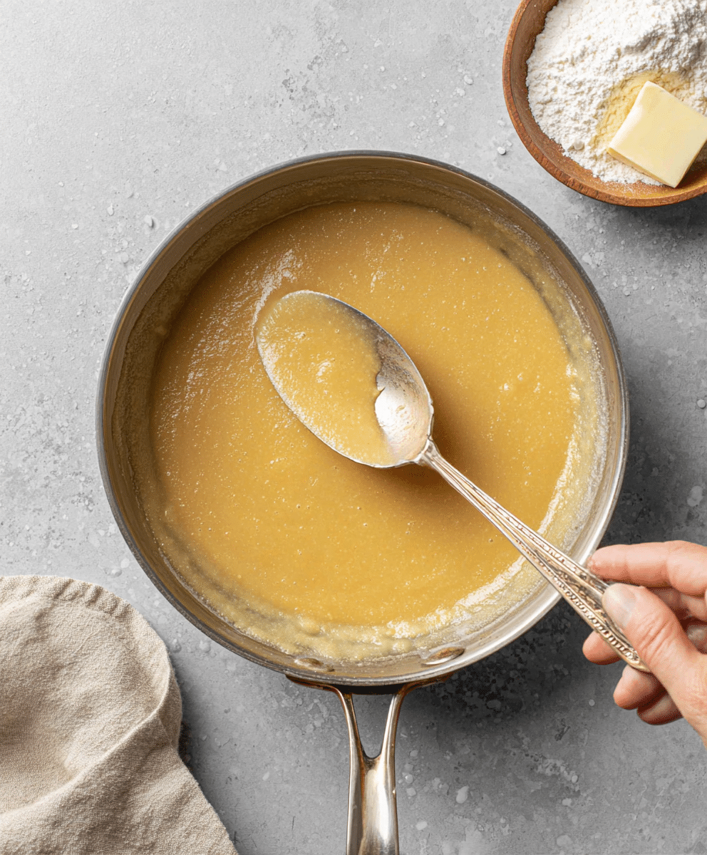How to Make a Perfect Gluten-Free Roux (With Tips, Flours, and Mistakes to Avoid) 2 golden bubbly gluten-free roux in a saucepan