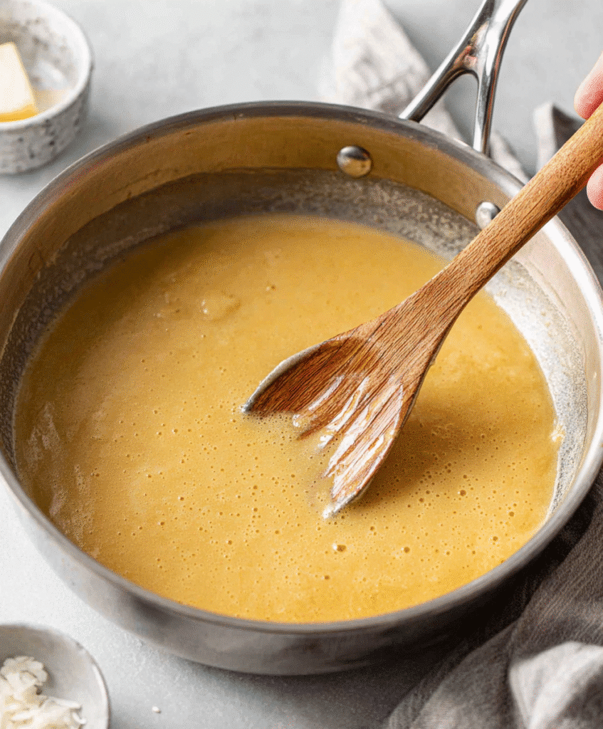How to Make a Perfect Gluten-Free Roux (With Tips, Flours, and Mistakes to Avoid) 1 testing finished gluten-free roux with spoon